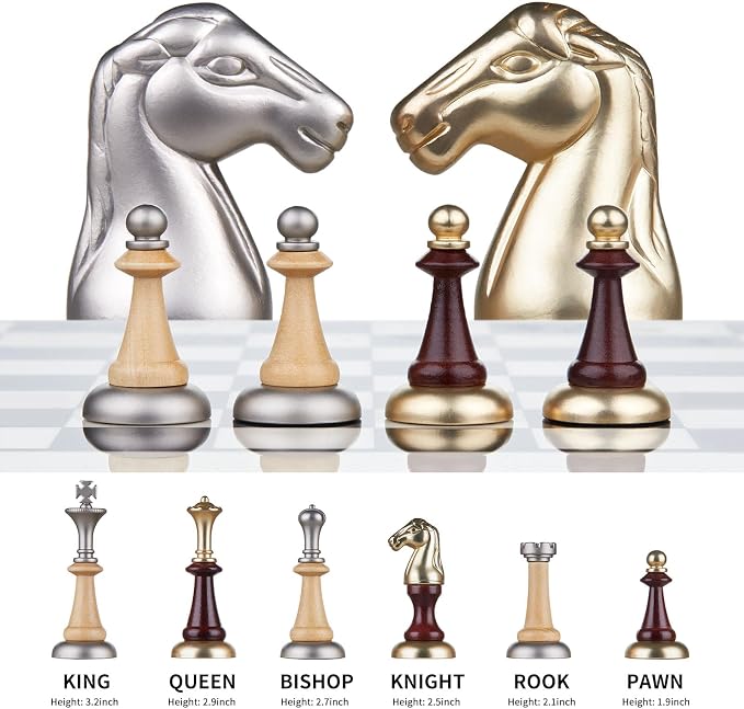 AMEROUS 16 Inches Wooden Chess Set, Large Size Board - Image 7
