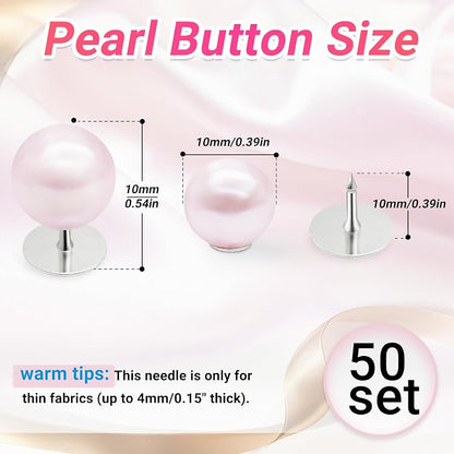 50 Sets Pearl Buttons No Sew Buttons - Image 2