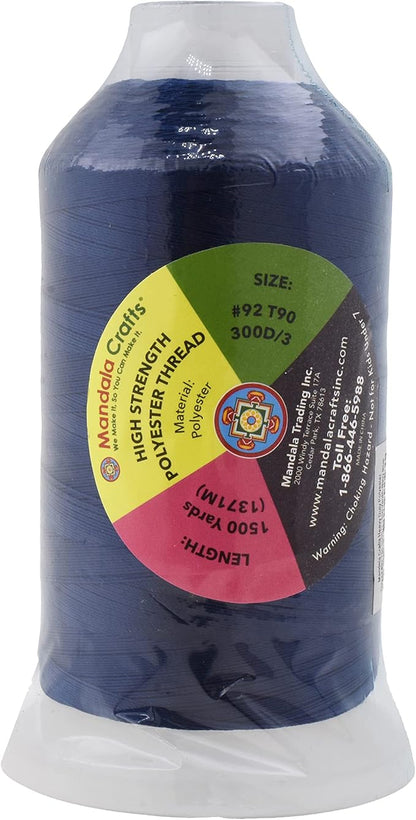 Mandala Crafts Navy Blue Heavy Duty Thread -1500 Yds Tex 90 Thread - Image 3