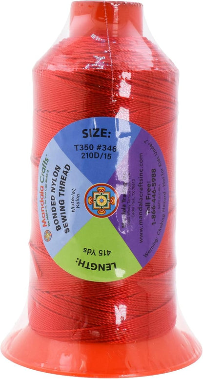 Mandala Crafts Bonded Nylon Thread Red Heavy Duty Sewing Threads - Image 3