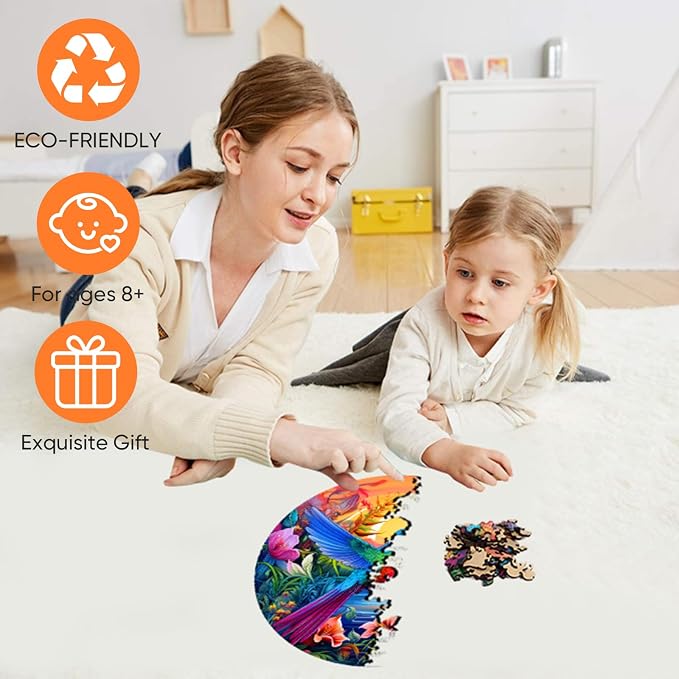 500 Pieces Puzzles for Adults, Hummingbird and Flower Wooden Puzzles, Unique - Image 3