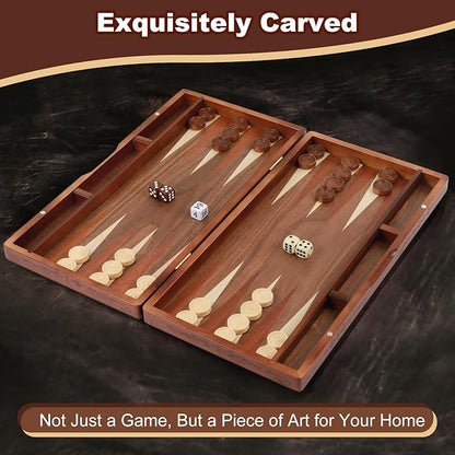 Handcrafted Wooden Backgammon Set, Classic Two-Player Strategy Board Premium - Image 5