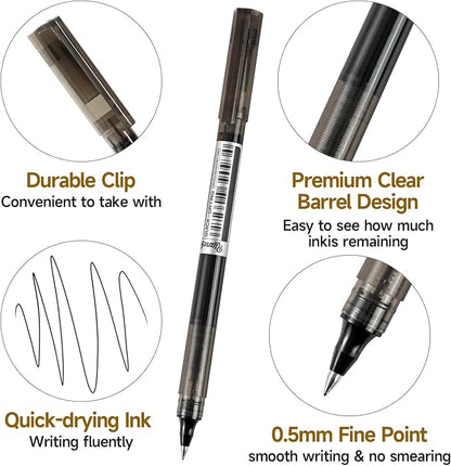 RIANCY Black Fine Point Gel Pens 12Pcs 0.5mm Gel Ballpoint Pens Black Liquid - Image 2