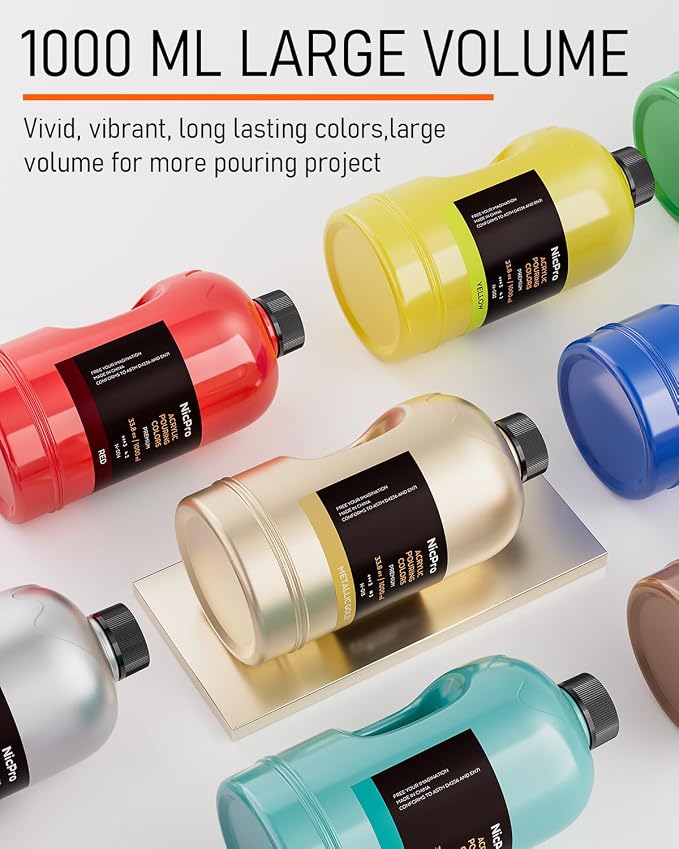 Nicpro 14 Colors Large Bulk Acrylic Pour Paint Set Premixed High Flow Art - Image 2