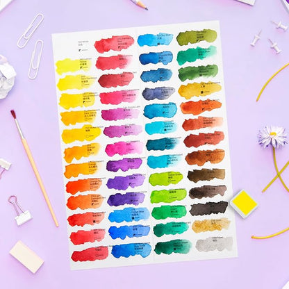 MeiLiang Watercolor Paint Set 52 Colors in Half Pans - Image 4