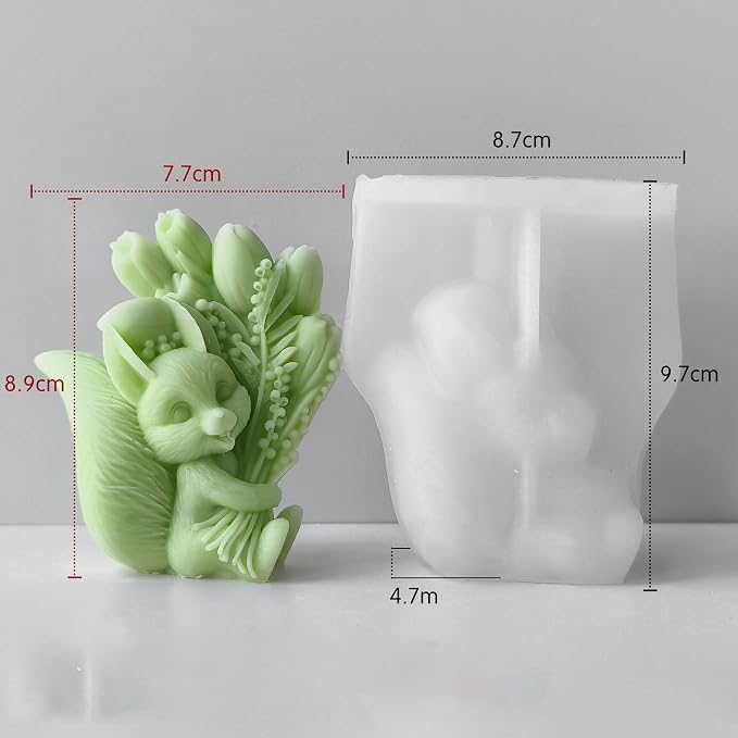 Squirrel Tulip Candle Resin Mold - Image 4