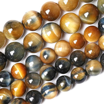 4MM Dream Blue Tiger Eye Stone Beads Natural Gemstone Round Loose Beads by Unknown
