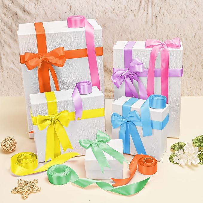 1 Inch Rainbow Satin Ribbons for Crafts, 6 Rolls Single-Faced Rainbow Assorted - Image 8