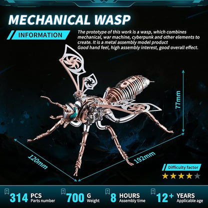 3D Puzzles for Adults, Metal Model Kit Wasp Mechanical Puzzle for Adults/Teens - Image 7