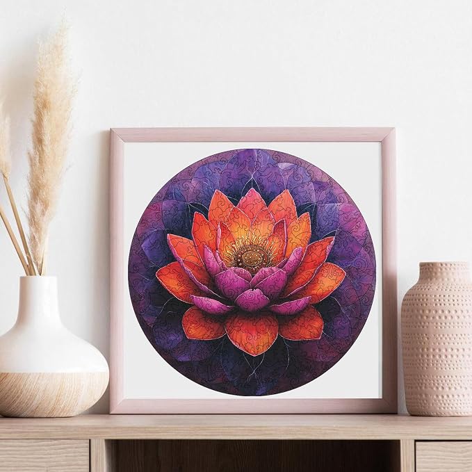 Flower Wooden Puzzle for Adults, Mandala Jigsaw Puzzles 200 Piece, Unique - Image 4