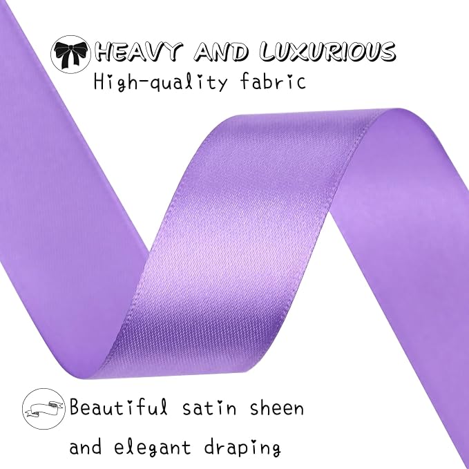 Light purple Solid Satin Ribbon 1 Inch 25 Yards Solid Polyester Fabric Ribbon - Image 4