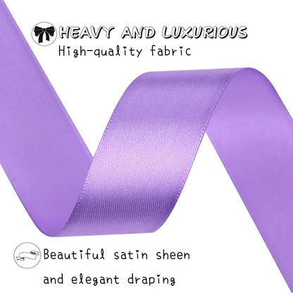 Light purple Solid Satin Ribbon 1 Inch 25 Yards Solid Polyester Fabric Ribbon - Image 4