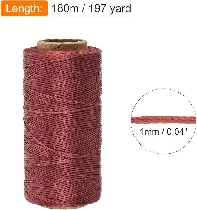 MECCANIXITY Waxed Thread, 197 Yard 1mm 210D Flat Wax Thread Polyester Waxed - Image 2