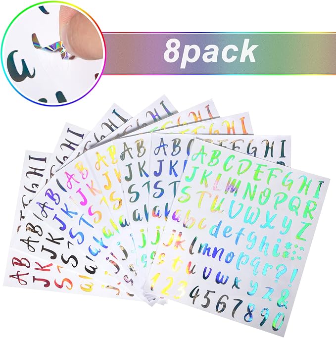Outus 576 Pieces 8 Sheets Letters Stickers Self Adhesive Vinyl Letter Alphabet - Image 2