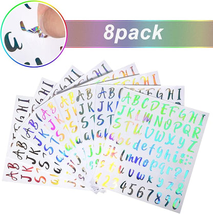 Outus 576 Pieces 8 Sheets Letters Stickers Self Adhesive Vinyl Letter Alphabet - Image 2