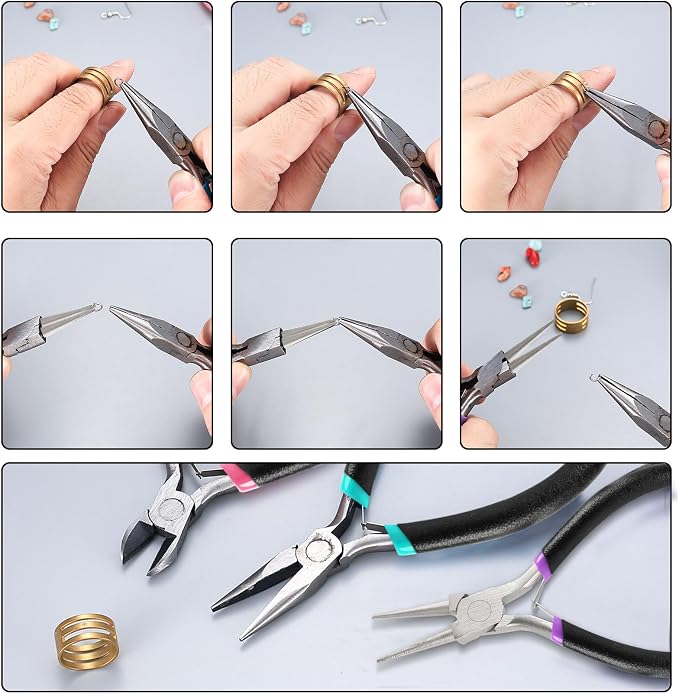 3 Pcs Jewelry Making Tools Pliers Kit, Includes Needle Nose/Round Nose - Image 3