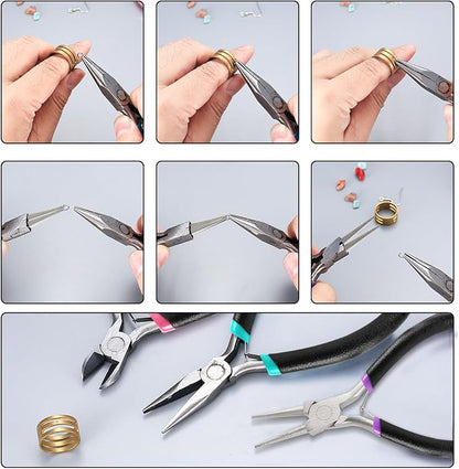 3 Pcs Jewelry Making Tools Pliers Kit, Includes Needle Nose/Round Nose - Image 3