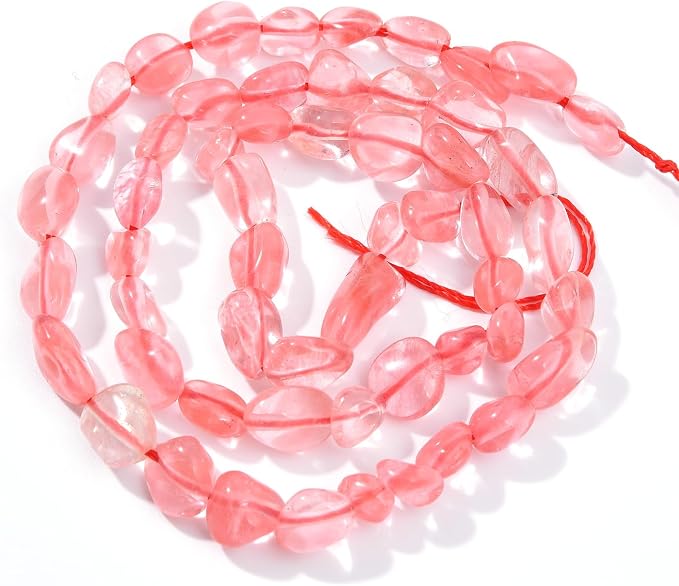 Cherry Quartz Pebble Nugget Oval Free Tumbled Stone 6-8mm Natural Gemstone by PLTbeads