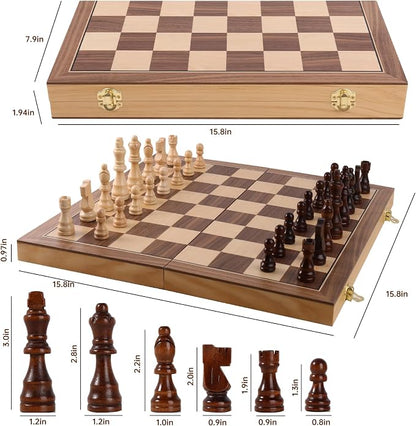 Wooden Chess Set with Folding Board - Image 6
