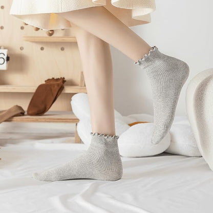 Hstyle 6 Pairs of Ruffle Socks Women, Cute Ruffle Ankle Socks - Image 5