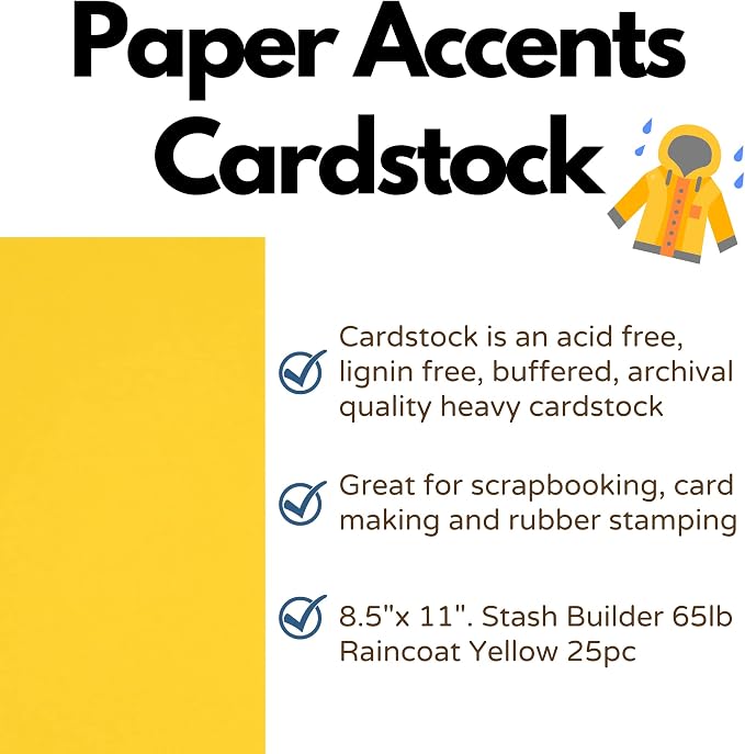 PA Paper Accents Stash Builder Cardstock 8.5" x 11" Raincoat Yellow, 65lb - Image 2
