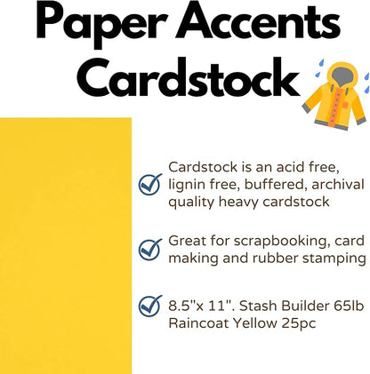 PA Paper Accents Stash Builder Cardstock 8.5" x 11" Raincoat Yellow, 65lb - Image 2