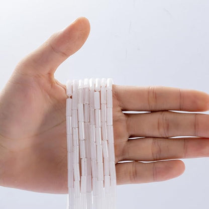 Natural White Agate Cylinder Tube Beads 4x13mm 38cm/str Loose Semi Gemstone - Image 2