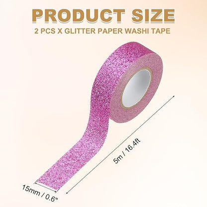 PATIKIL 2 Roll Glitter Paper Washi Tape, Washi Decorative Tape - Image 2