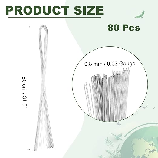 PATIKIL 32 Inch 22 Gauge Floral Stem Wire, 2 Pack/80 Pieces Bouquet Stem Paper - Image 2