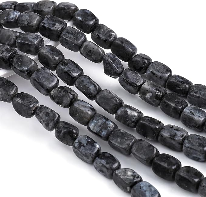 Natural Black Spectrolite Cuboid Stone Loose Semi Gemstone Beads - Image 5