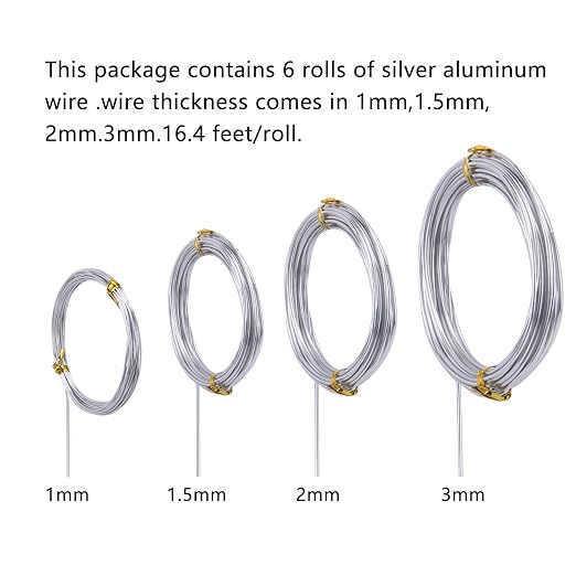 6 Rolls Silvery DIY Craft Art Aluminum Wire, 3mm in Diameter - Image 2