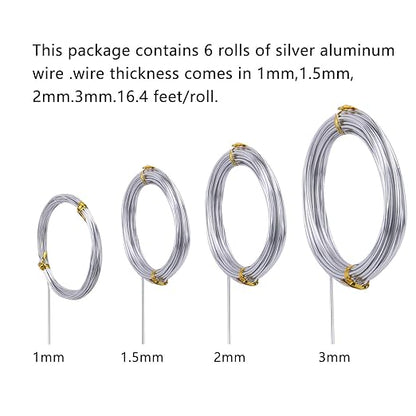 6 Rolls Silvery DIY Craft Art Aluminum Wire, 3mm in Diameter - Image 2