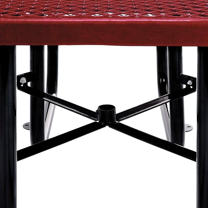 Global Industrial 46" Square Picnic Table, Expanded Metal, Attached Benches - Image 7