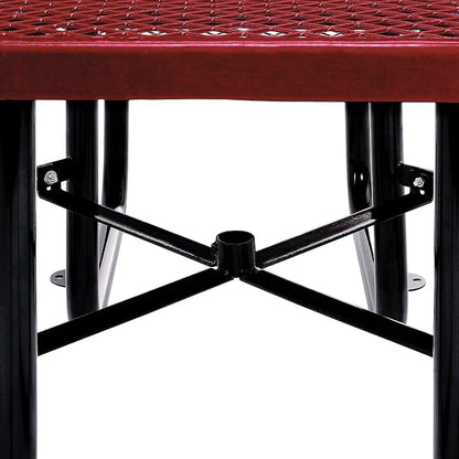 Global Industrial 46" Square Picnic Table, Expanded Metal, Attached Benches - Image 7