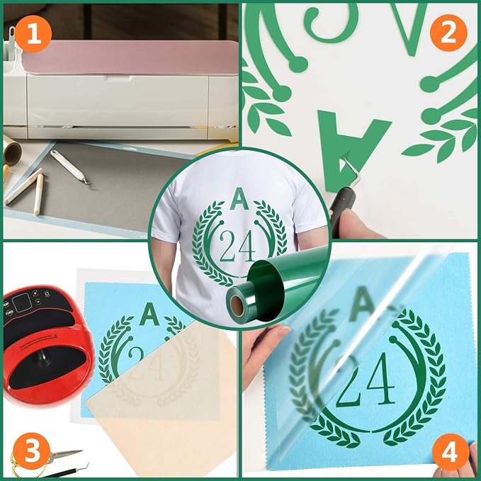 RENLITONG Green HTV Iron on Vinyl 12Inch by 10ft Roll Heat Transfer Vinyl - Image 6