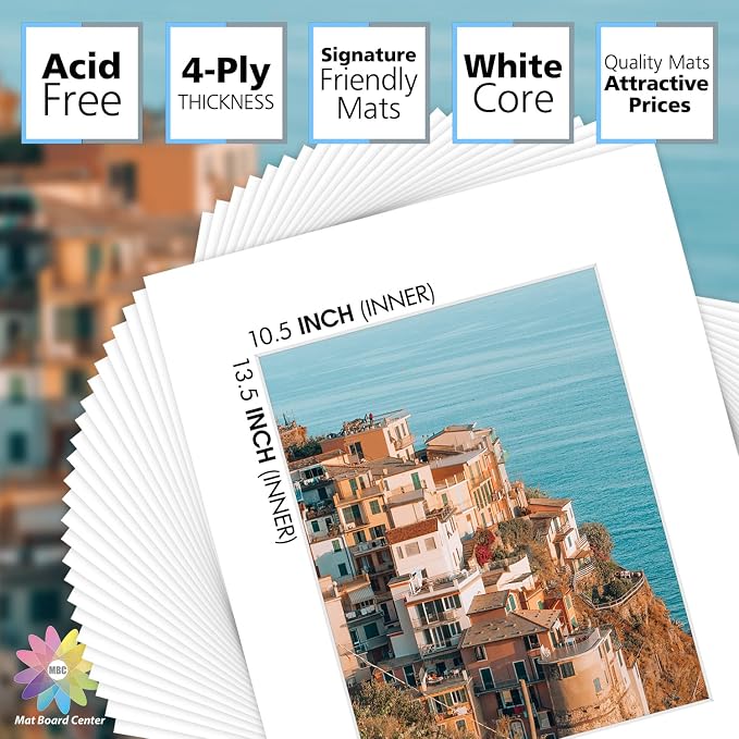 Mat Board Center, 16x20 for 11x14 White Picture Mat Sets - Image 2