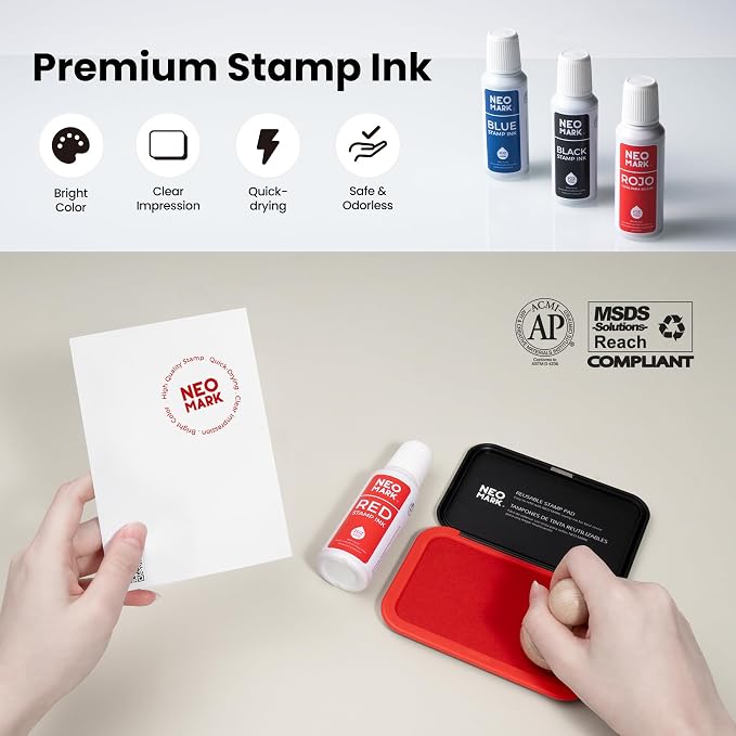Premium Stamp Ink, Quick-Drying & AP-Certified Non-Toxic Refill Ink - Image 2