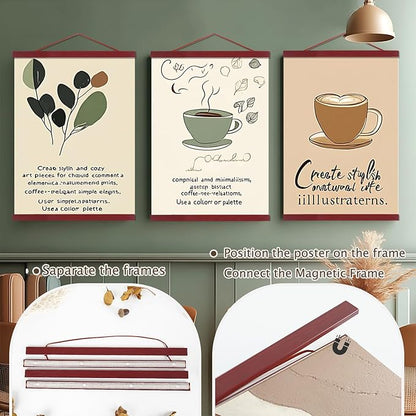 Artmag Magnetic Poster Hanger Frame, 33x24 33x23 33x47 Light Wood Wooden Magnet - Image 3