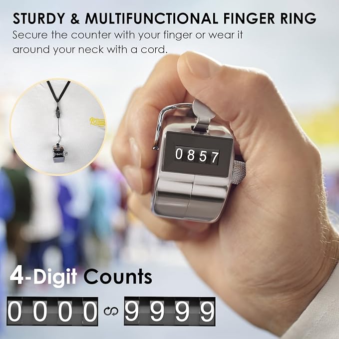 KTRIO Metal Handheld Tally Counter, 4-Digit Number Clicker Counter, Hand - Image 3