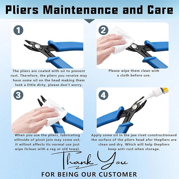 6 Pcs Jewelry Pliers Set, Include Needle Round Bent Nose Zipper Wire Cutter - Image 3