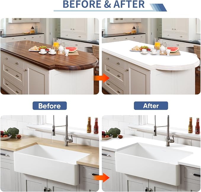 GLAINTE Bright White Marble Countertop Paint Kit Epoxy Countertop Refinishing - Image 7