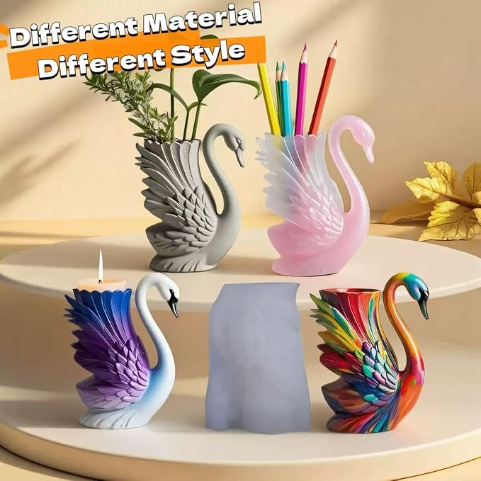 Animal Resin Molds Silicone 3D Cute Swan Epoxy Resin Plaster Candle Holder Wax - Image 3
