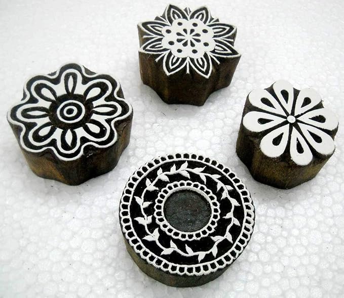 Wholesale Lot of Four Floral Designs Wooden Block Stamps/Tattoo/Indian Textile - Image 3
