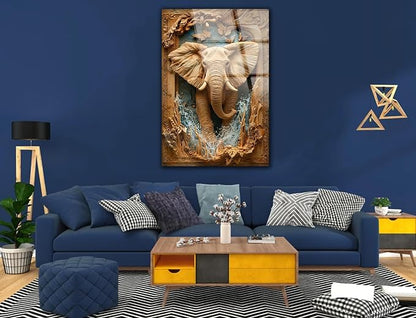 SpiritualHands Rustic Elephant Printed Tempered Glass Wall Art Painting - Image 3
