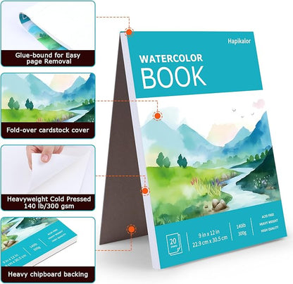 Hapikalor 2-Pack 9"x12"Watercolor Paper Pad, Bulk School Supplies - Image 7