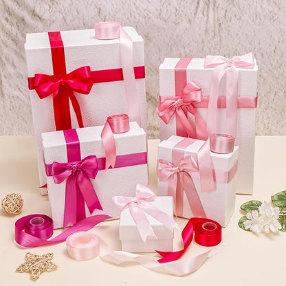 1 Inch Pink Satin Ribbons for Crafts, 6 Rolls Single-Faced Pink Assorted - Image 3