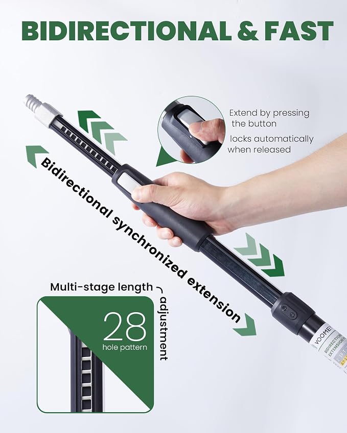 VOOMEY 2.3-4 ft Dual Extending 28 Point Adjustable Extension Pole - Image 2