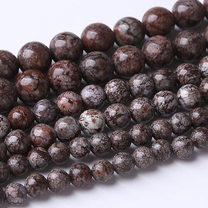 48PCS 8MM Brown Snowflake Stone Beads Energy Healing Beads by JIANJING