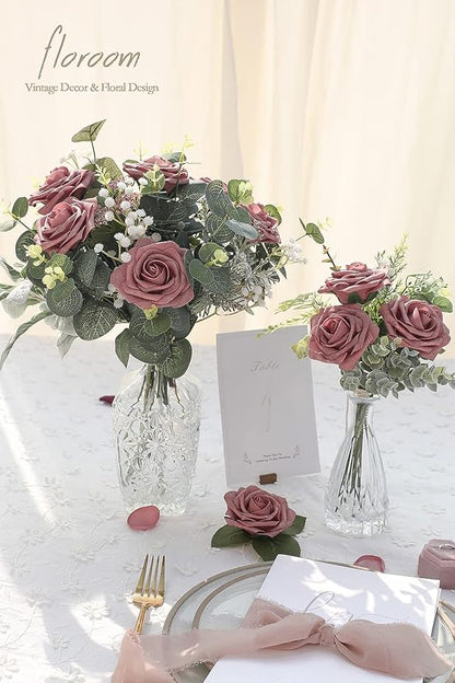 Floroom Artificial Flowers 25pcs Real Looking Dusty Rose Foam Fake Roses - Image 4