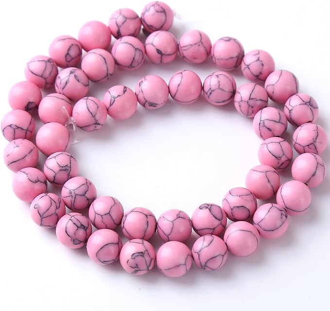 32pcs 12mm Pink Turquoise Beads Natural Stone Round Loose Spacer Beads - Image 5